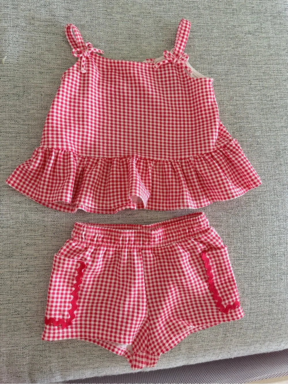 Rachel Zoe Red Gingham Ruffle Tank & Shorts Set